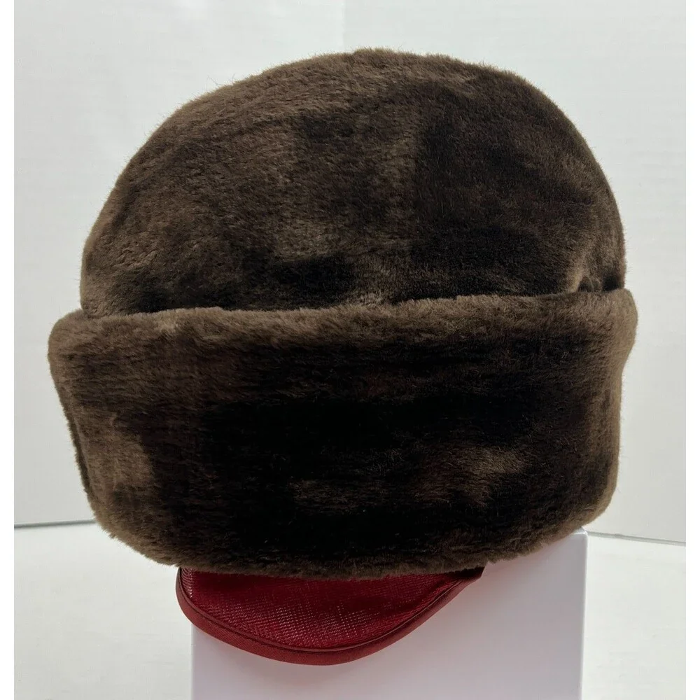 Vtg Large Country Gentleman Winter Faux Fur Trapper Ushanka Hat W/ Ear Coverings